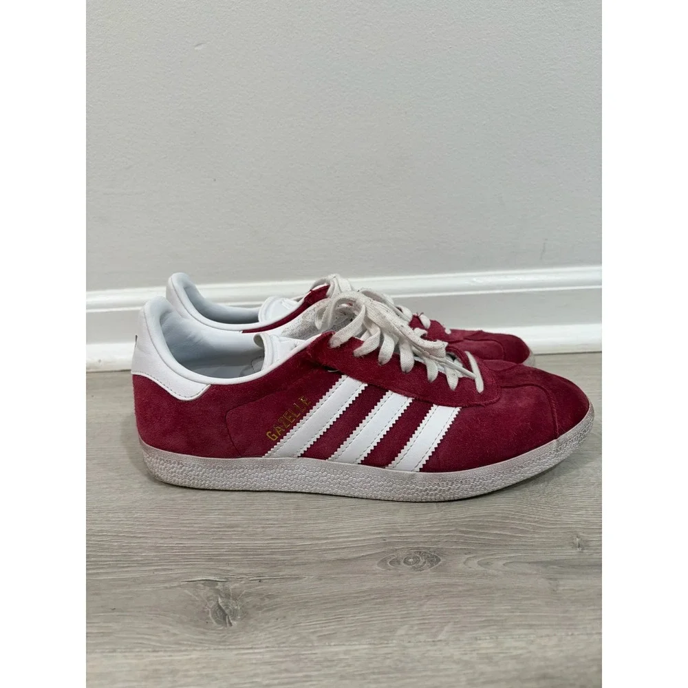 Adidas Gazelle Mens Burgundy White Suede Low Top Sneakers B41645 Size 7 Athletic